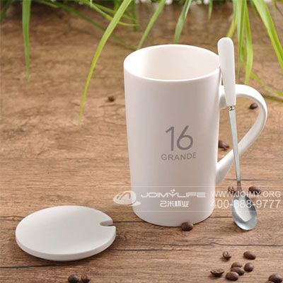 创意陶瓷杯 大容量马克水杯 简约情侣杯带盖勺咖啡杯定制