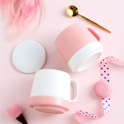 欧式简约陶瓷马克杯带盖 现代创意花茶哑光咖啡办公家用礼品定制 可印logo